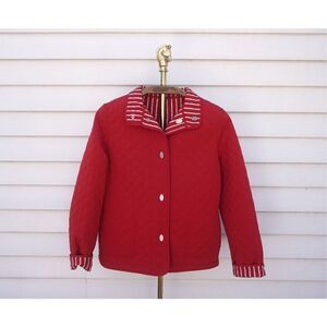Classic Preppy Red Quilted Reversible Barn Jacket